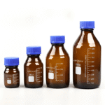 Amber Reagent Bottle Narrow Mouth with Screw Cap and Graduations – LabChoice BORO 3.3 Glass