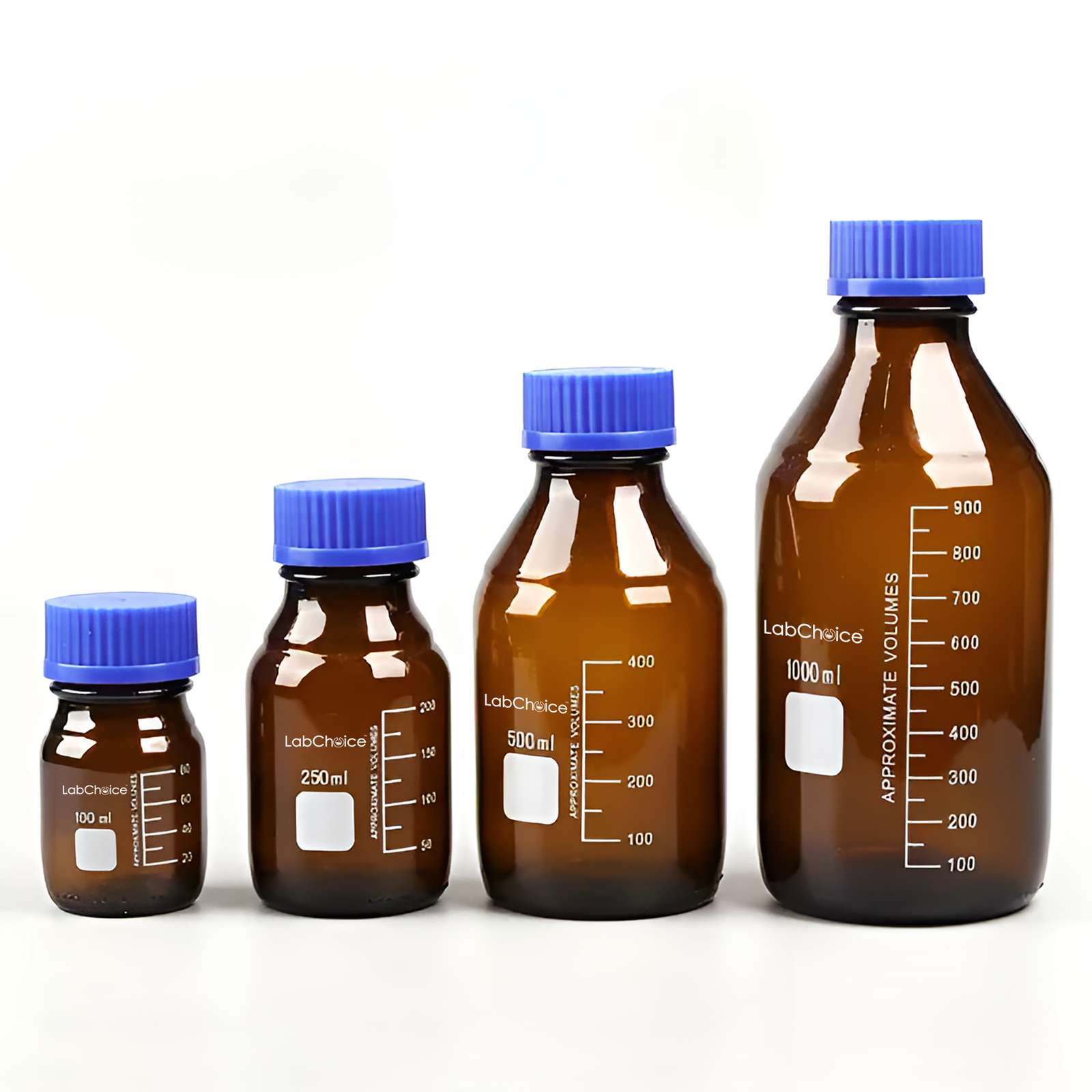 Amber Reagent Bottle Narrow Mouth with Screw Cap and Graduations – LabChoice BORO 3.3 Glass