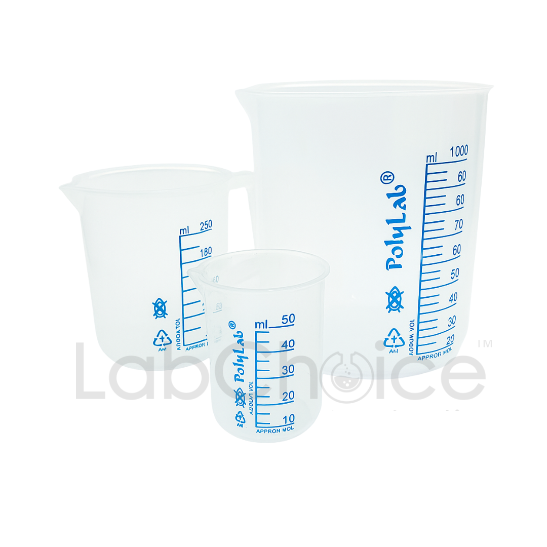 Polypropylene beaker with clear graduations, lightweight and chemical-resistant – LabChoice Australia