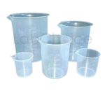 Polypropylene beakers, autoclavable laboratory beakers with chemical resistance.