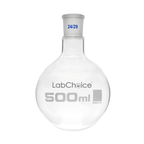 Flat Bottom Boiling Flask with Socket Joint and Short Neck – LabChoice BORO 3.3 Glass