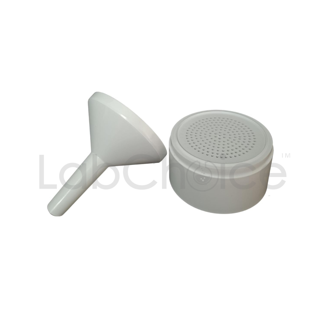 Polypropylene Buchner funnel for laboratory vacuum filtration, durable and autoclavable.