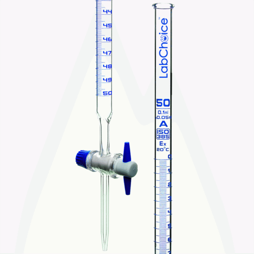 Burette Class A with Straight Bore and PTFE Stopcock BORO 3.3 Glass – LabChoice Australia