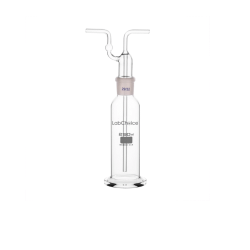 Drechsel gas washing bottle with interchangeable joint head, borosilicate glass BORO 3.3, tubing head 8.5–9 mm, LabChoice Australia
