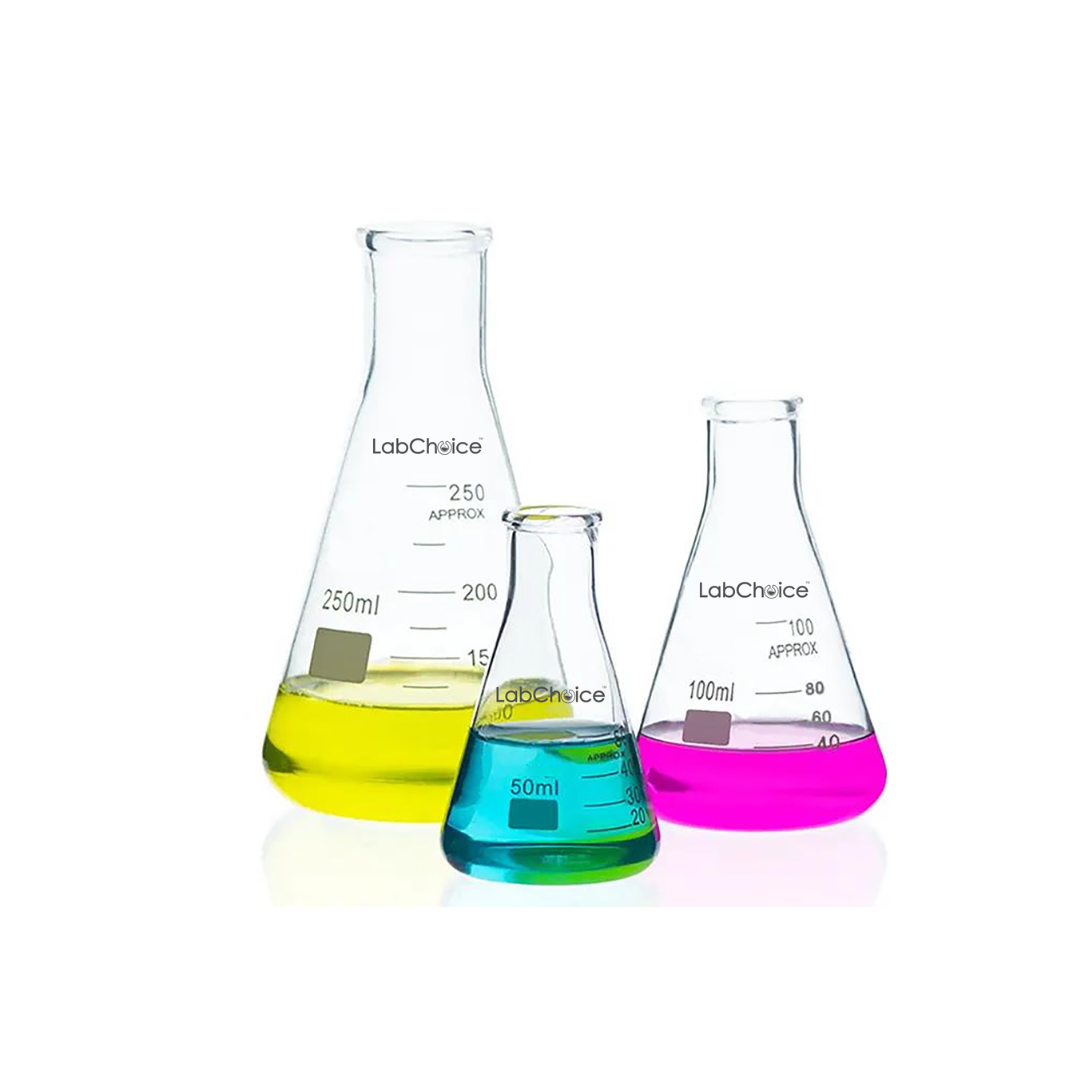 Erlenmeyer conical flask with narrow neck, borosilicate glass BORO 3.3, LabChoice Australia