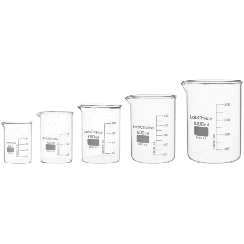 Low Form Laboratory Beaker with Spout, Graduated BORO 3.3 Glass – LabChoice Australia