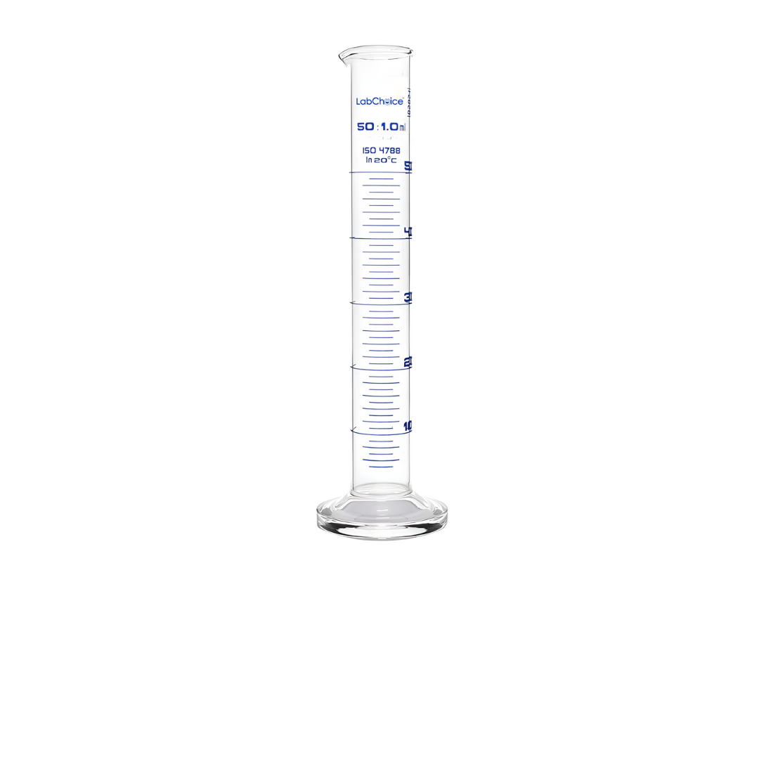 Measuring cylinder Class B with spout and break-resistant collar, borosilicate glass BORO 3.3, LabChoice Australia
