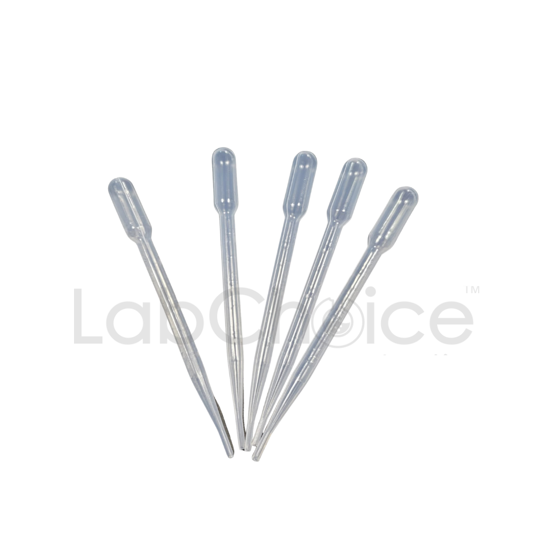 Pasteur transfer pipette made of clear plastic, ideal for liquid transfer in laboratories
