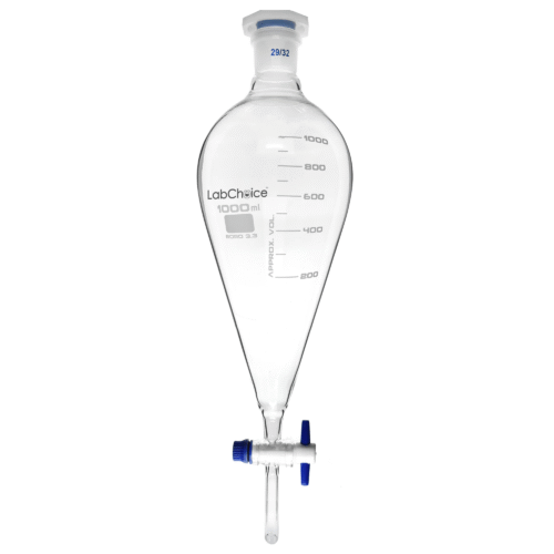 Separating Funnel Pear Shape with PTFE Stopcock and Stopper BORO 3.3 Glass – LabChoice Australia