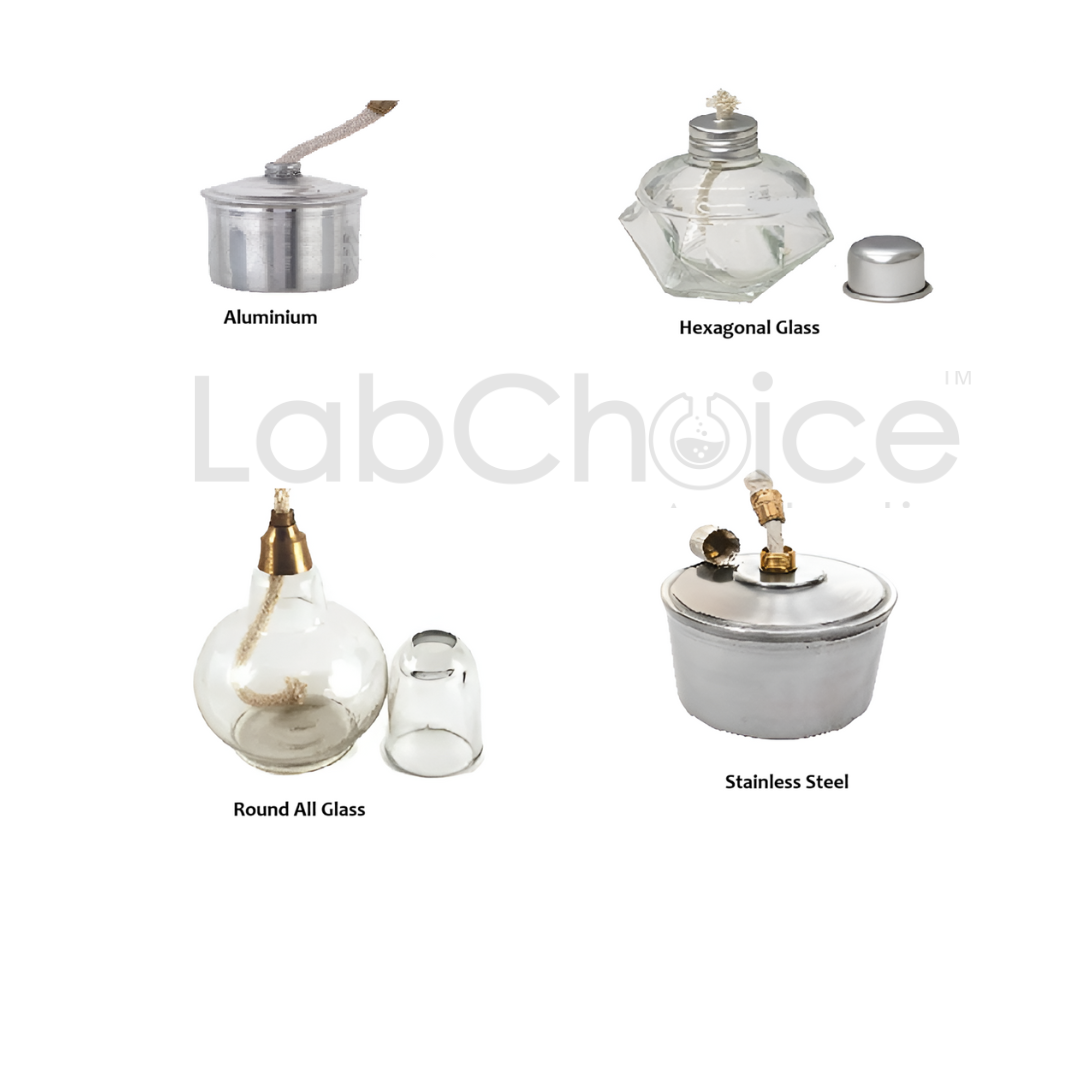 Spirit Lamp, Alcohol Burner, Stainless Steel, Aluminium & Glass Options Lab Choice Australia Spirit lamp alcohol burner with stainless steel, aluminium, and glass body – LabChoice Australia