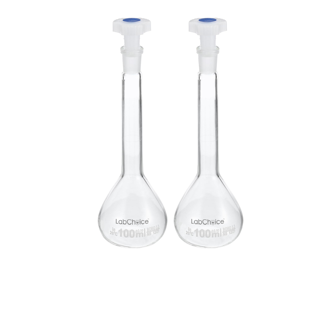 Volumetric flask with PE stopper, Class B, borosilicate glass BORO 3.3, LabChoice Australia