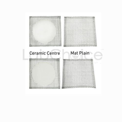 Wire Gauze Mat 150mm single piece, lab-grade steel mesh with ceramic centre for uniform heat distribution on tripod stands, supplied by LabChoice Australia.