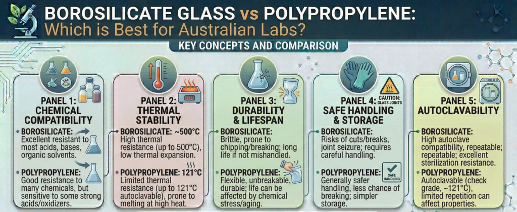 Borosilicate Glass vs Polypropylene: Which is Best for Australian Labs?