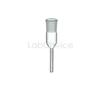 Receiver Straight Delivery Adapter made from Borosilicate Glass (BORO 3.3), designed for secure connection and efficient liquid transfer in distillation setups.