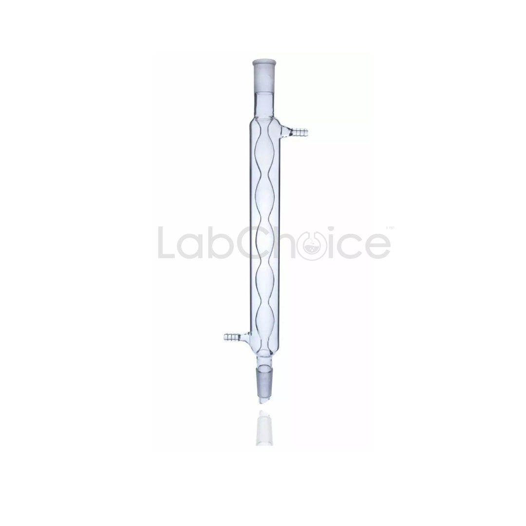 Allihn bulb condenser made from BORO 3.3 borosilicate glass with interchangeable joints for efficient reflux cooling – LabChoice Australia.