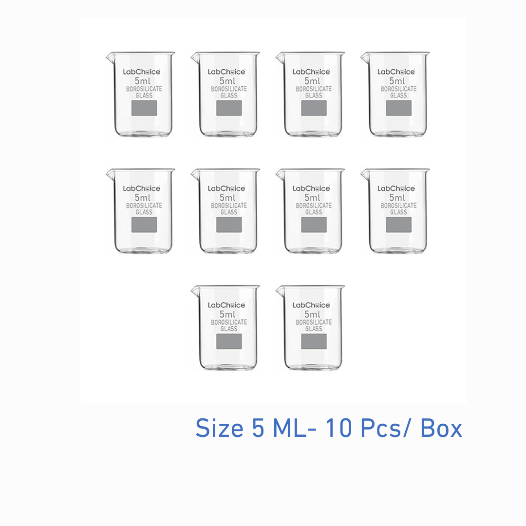 5 mL laboratory beaker, low form, borosilicate glass BORO 3.3, 10 piece pack, LabChoice Australia