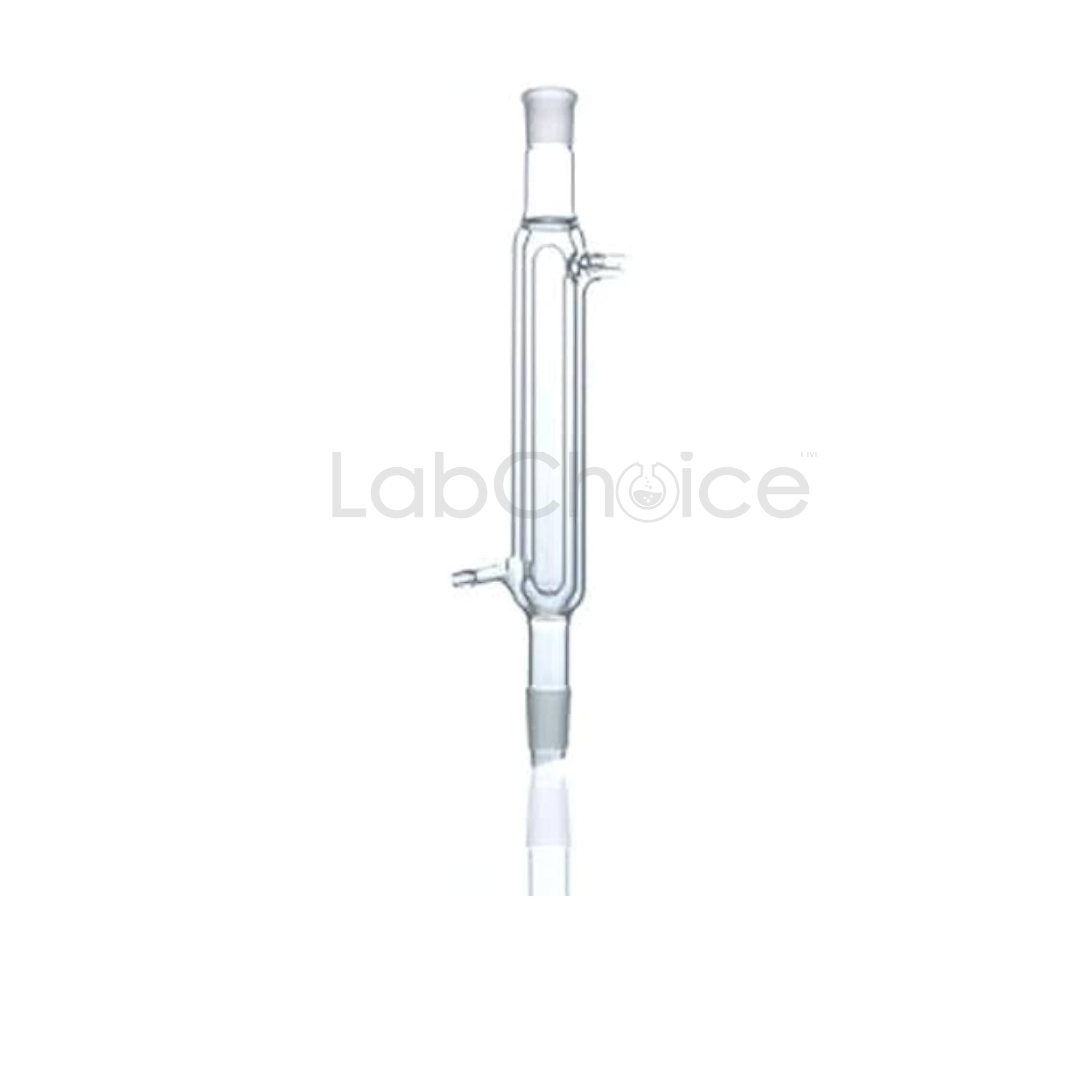 Davies double surface condenser made from BORO 3.3 borosilicate glass with dual cooling surfaces for high-efficiency reflux – LabChoice Australia.