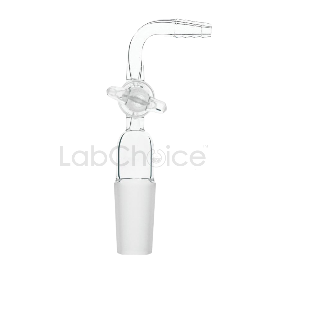 Flow Control Bend Adapter with Glass Stopcock made from BORO 3.3 borosilicate glass by LabChoice Australia