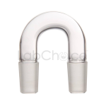 Glass Connecting Adapter U Bend Tube made from BORO 3.3 borosilicate glass by LabChoice Australia – precision glassware for smooth directional flow in distillation and reflux systems.