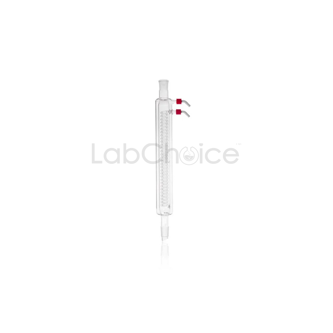 Jacketed coil condenser BORO 3.3 borosilicate glass for efficient vapour cooling in reflux and distillation setups – LabChoice Australia