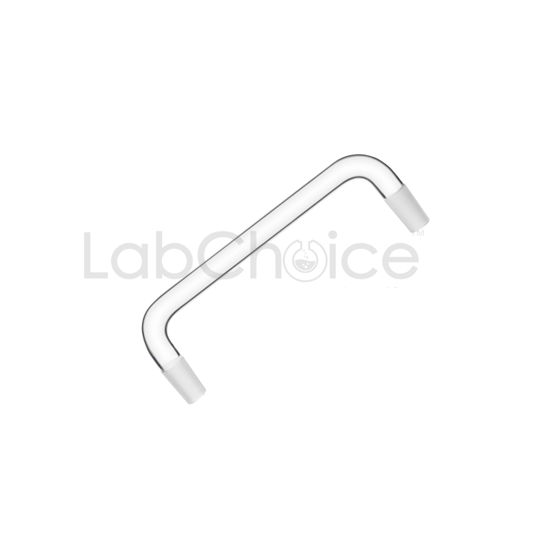 Recovery Bend Adapter Vertical made from BORO 3.3 borosilicate glass by LabChoice Australia, used for solvent recovery and distillation setups in laboratories.