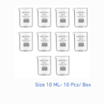 10 mL laboratory beaker, low form, borosilicate glass BORO 3.3, 10 piece pack, LabChoice Australia