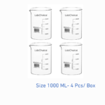 1000 mL laboratory beaker, low form, borosilicate glass BORO 3.3, 4 piece pack, LabChoice Australia