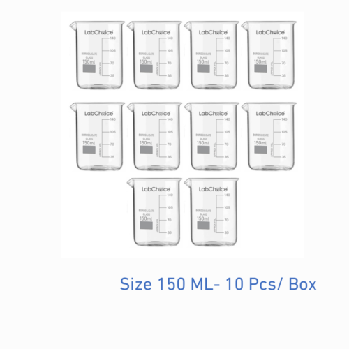 150 mL laboratory beaker, low form, borosilicate glass BORO 3.3, 10 piece pack, LabChoice Australia