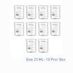 25 mL laboratory beaker, low form, borosilicate glass BORO 3.3, 10 piece pack, LabChoice Australia