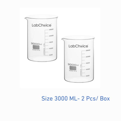 3000 mL laboratory beaker, low form, borosilicate glass BORO 3.3, 2 piece pack, LabChoice Australia