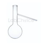 Distilling flask with side arm made from BORO 3.3 borosilicate glass used in laboratory distillation and reflux setups.