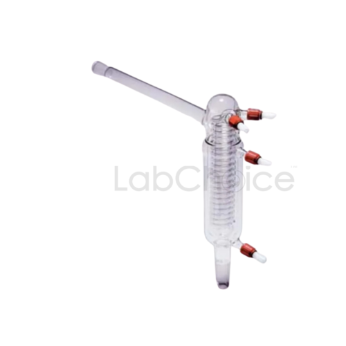 Ether cooling condenser made from BORO 3.3 borosilicate glass with straight inner tube for efficient vapour condensation, LabChoice Australia