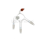 Multiple connection glass bend adapter (PIG type) made from BORO 3.3 borosilicate glass, laboratory grade component for complex distillation and reaction assemblies by LabChoice Australia