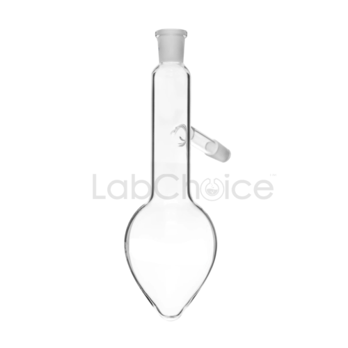 Pear shaped borosilicate glass flask for distillation with narrow neck and rounded base, BORO 3.3 laboratory glassware by LabChoice Australia