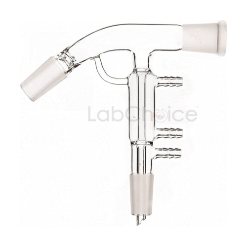 Short path distillation head made from borosilicate glass by LabChoice Australia for vacuum distillation and terpene purification.