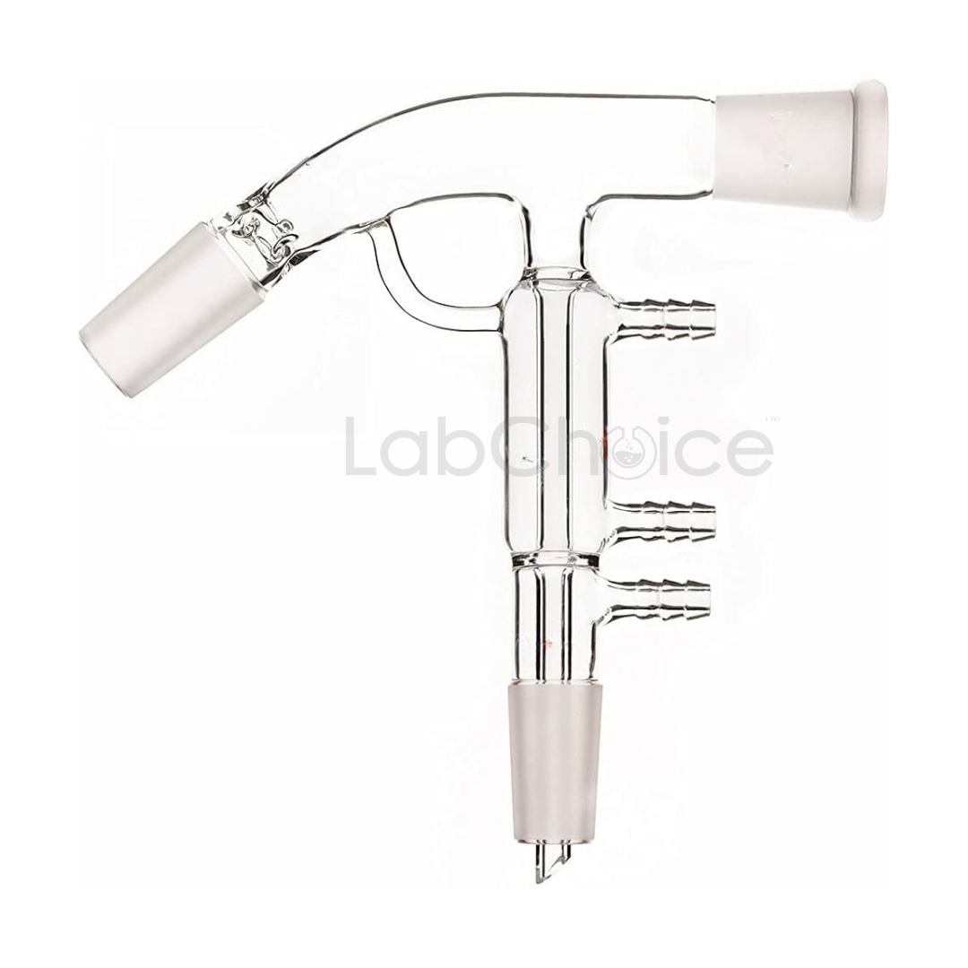 Short path distillation head made from borosilicate glass by LabChoice Australia for vacuum distillation and terpene purification.