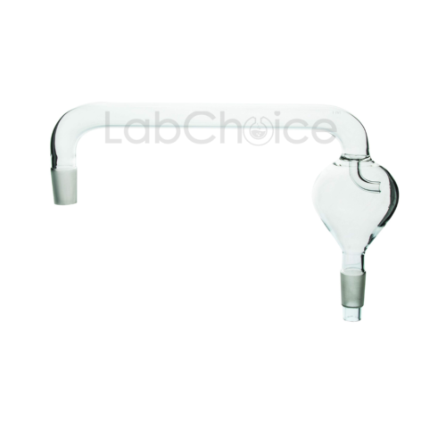 Vertical splash head adapter for distillation assemblies made from BORO 3.3 borosilicate glass by LabChoice Australia, designed to reduce liquid carryover during distillation.