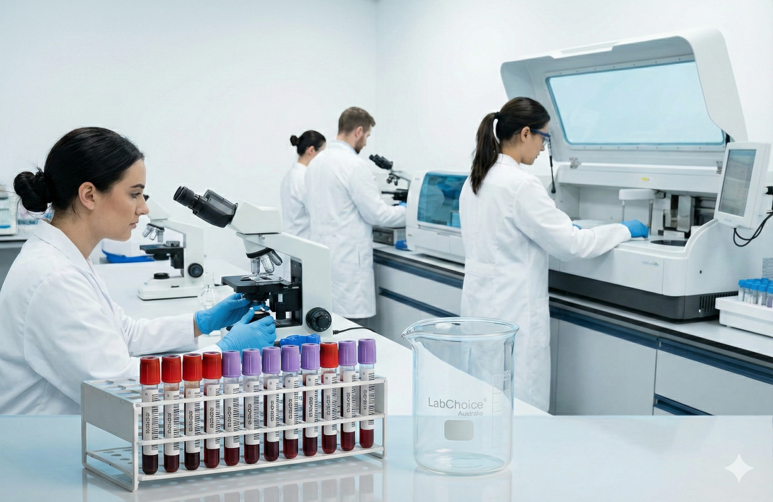 Medical laboratory using LabChoice Australia glassware for clinical research and diagnostics