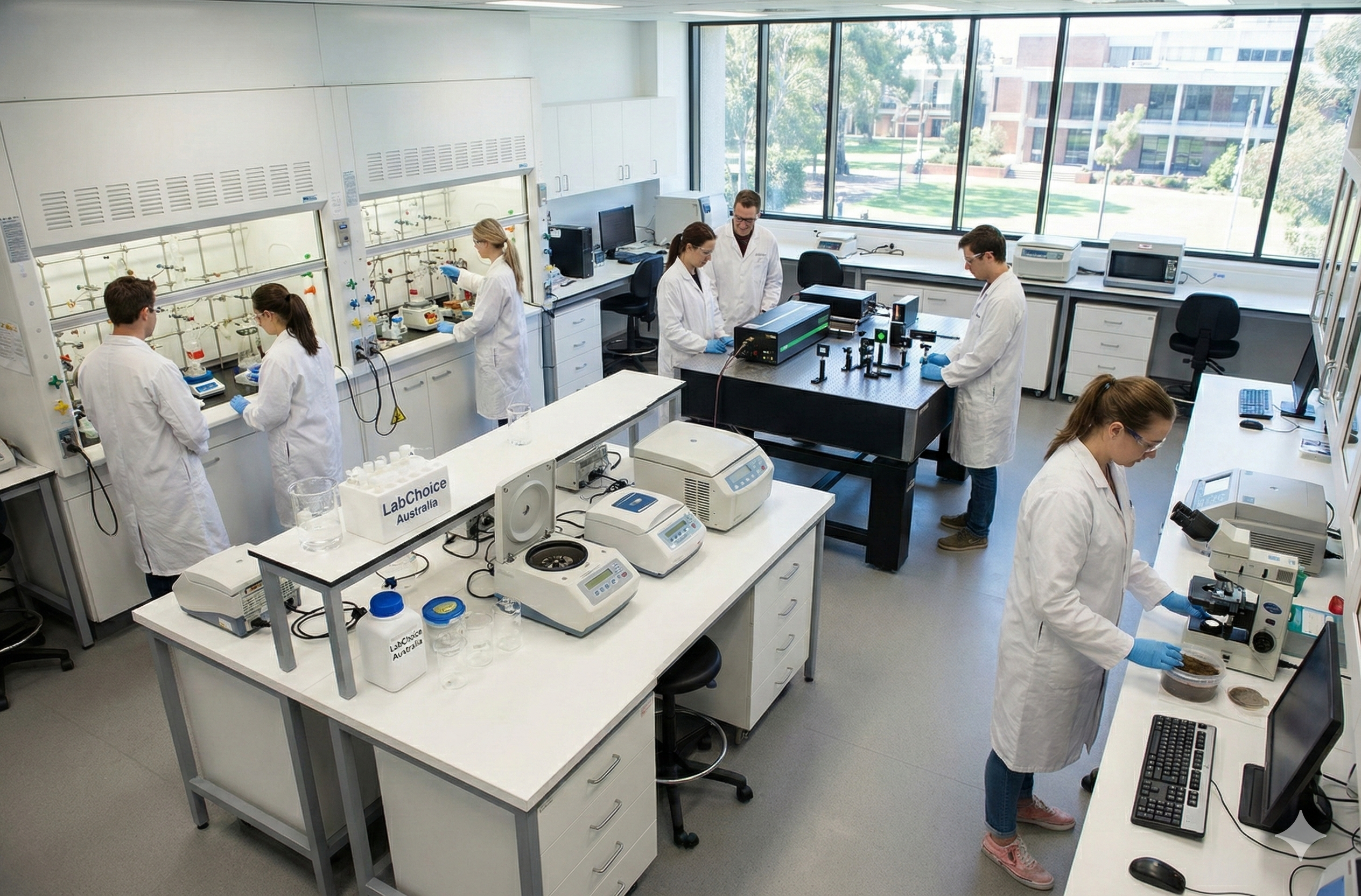 Scientific research institute laboratory using LabChoice Australia glassware for experimental research