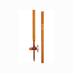 Amber Class A burette with PTFE stopcock, BORO 3.3 borosilicate glass titration burette for accurate dispensing, LabChoice Australia.