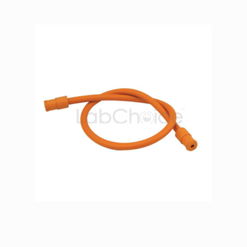 Natural rubber Bunsen burner tube connected to laboratory gas tap for safe gas supply, LabChoice Australia.