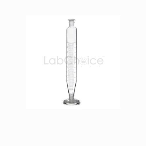 Crow receiver cylinder Class A with interchangeable stopper made from BORO 3.3 borosilicate glass, laboratory distillation receiver supplied by LabChoice Australia