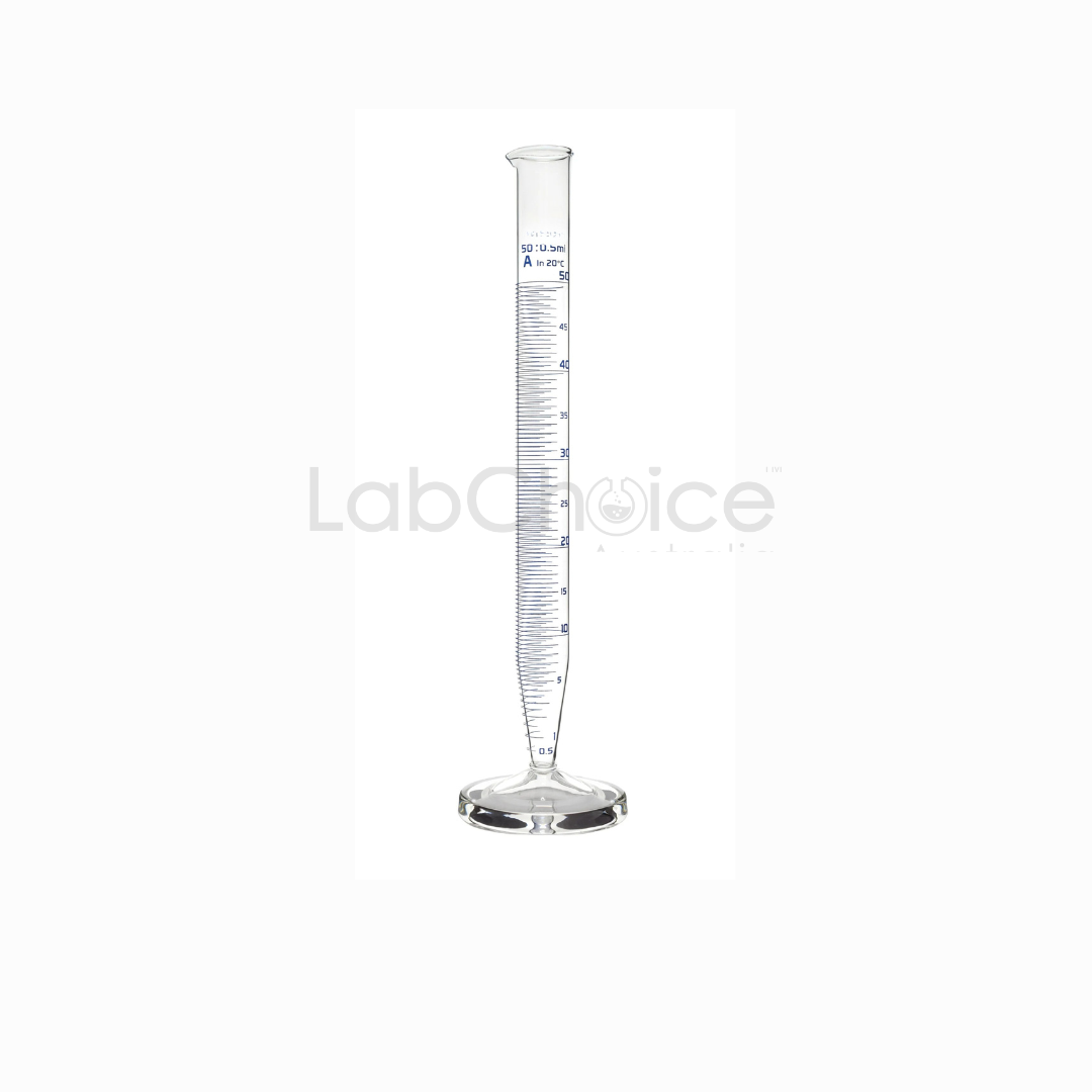 Crow Receiver Cylinder Class A with Round Base, BORO 3.3 - LabChoice Australia Crow receiver cylinder Class A with round base made from BORO 3.3 borosilicate glass, laboratory distillation receiver supplied by LabChoice Australia