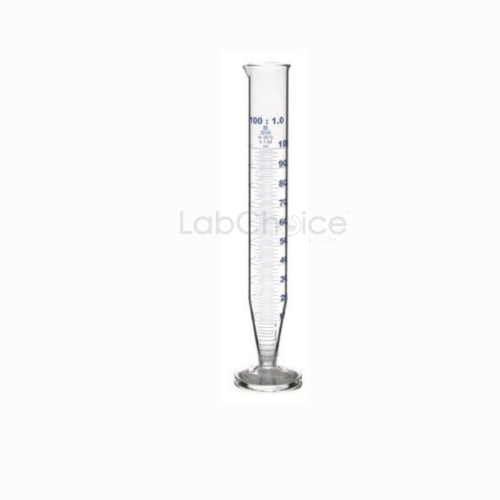 Crow receiver cylinder Class B with round base made from BORO 3.3 borosilicate glass, laboratory distillation receiver supplied by LabChoice Australia