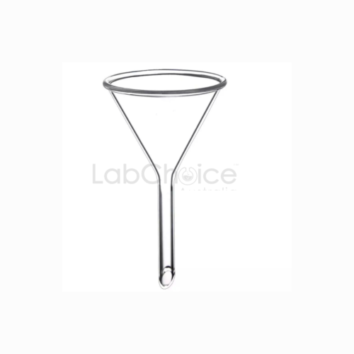 Filter Funnels 60 degree cone long stem, BORO 3.3 borosilicate glass funnel for gravity filtration in laboratory use, LabChoice Australia.