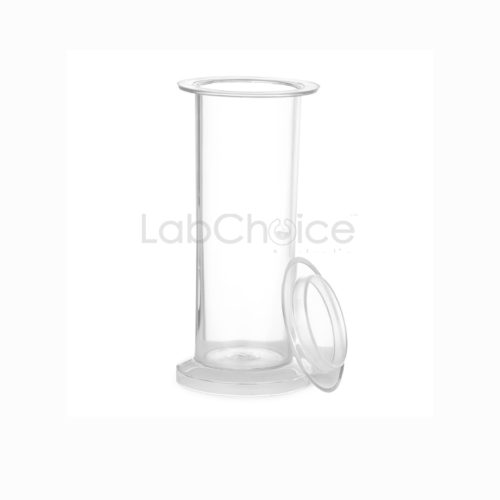 Gas jar with lid made from soda lime glass, laboratory gas collection jar supplied by LabChoice Australia