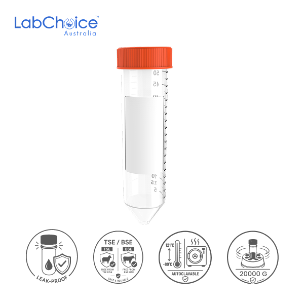 Centrifuge Tube with Flat Cap BPA Free Non Cytotoxic 50 ML LabChoice Australia 2