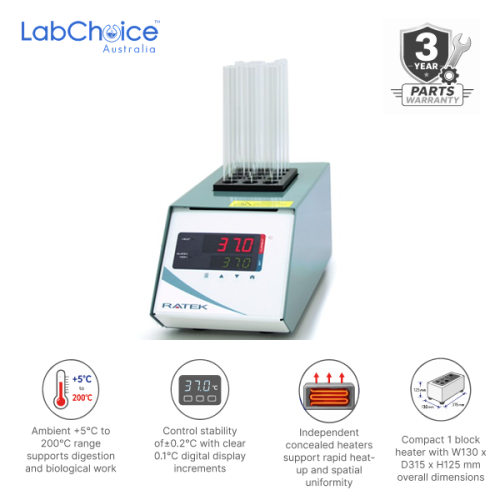 Digital Dry Block Heater with Microprocessor Control, 200°C with LED Display