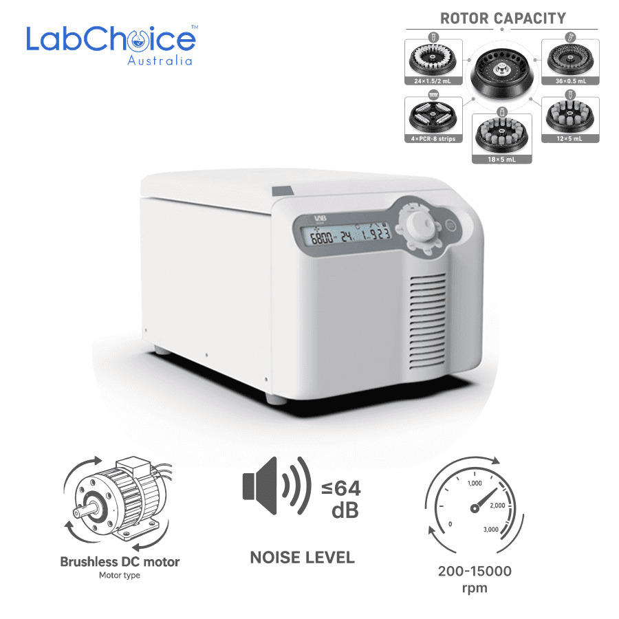 High-Speed Microcentrifuge with Rotor, up to 15,000 rpm-LabChoice Australia (1) High Speed Microcentrifuge with Rotor up to 15000 rpm LabChoice Australia 1