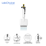 Hipipette Adjustable 8 Channel Manual Pipette Fully Autoclavable and Colour Coded Coded Coded Single Channel Mechanical Pipette LabChoice Australia